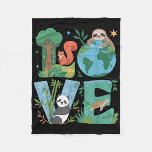 Love Earth Day Planet 2025 Anniversary Environment Fleece Blanket