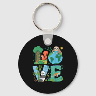 Love Earth Day Planet 2025 Anniversary Environment Keychain