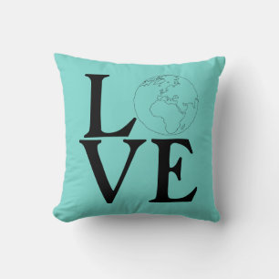 Love Earth! Green Throw Pillow