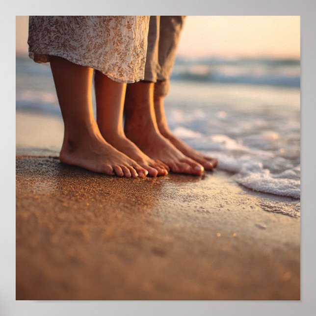 Love & Earth: Interracial Couple's Beach Grounding Poster (Front)