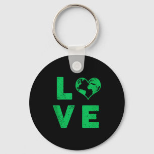 Love earth planet distressed environmental tank to keychain