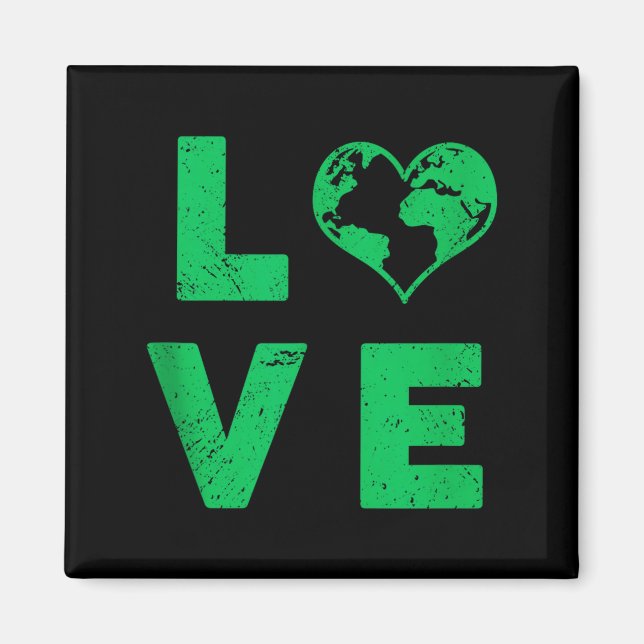 Love earth planet distressed environmental tank to magnet (Front)