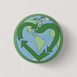 Love Earth, Recycle 1 Inch Round Button