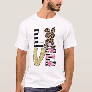 LOVE Easter Bunny Leopard Rabbit Trio Cute Easter T-Shirt