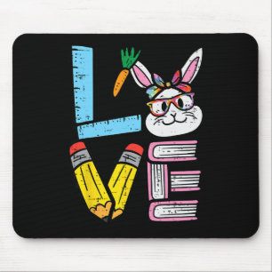 Love Easter Bunny Teacher Cute Rabbit Spring Schoo Mouse Pad