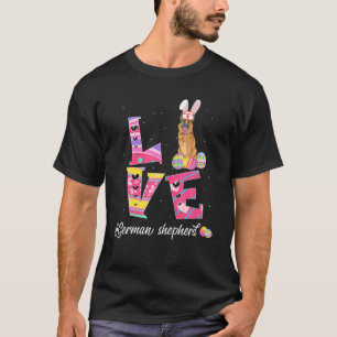 Love Easter German Shepherd Bunny Ears Funny Dog L T-Shirt