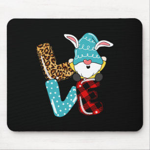 Love Easter Gnome Leopard Plaid Love Easter Gnome Mouse Pad
