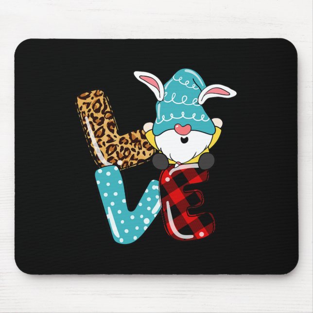 Love Easter Gnome Leopard Plaid Love Easter Gnome  Mouse Pad (Front)