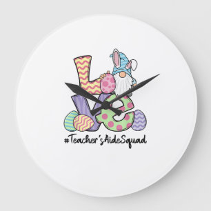 Love Easter Teacher's Aide Gnomes Teacher Easter 2 Large Clock
