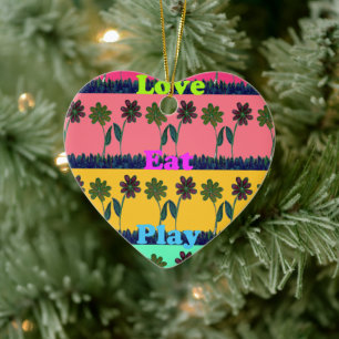 Love Eat Play Art Print Ceramic Ornament