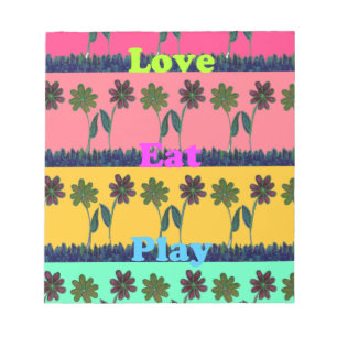 Love Eat Play Art Print Notepad