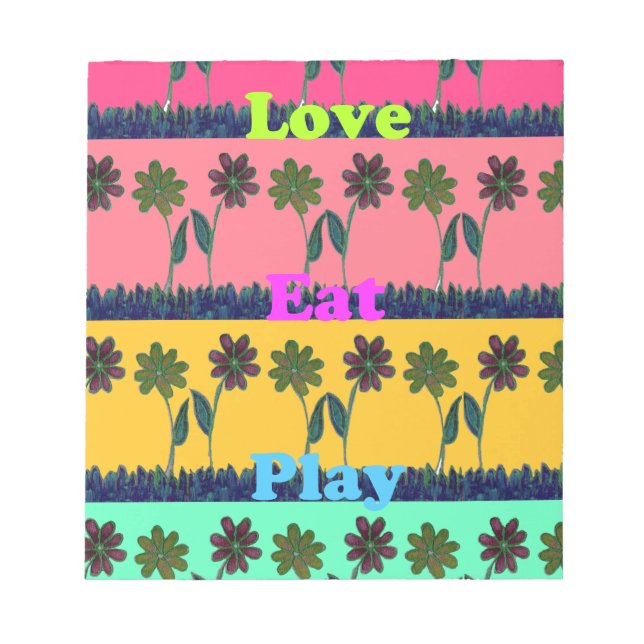Love Eat Play Art Print Notepad (Front)