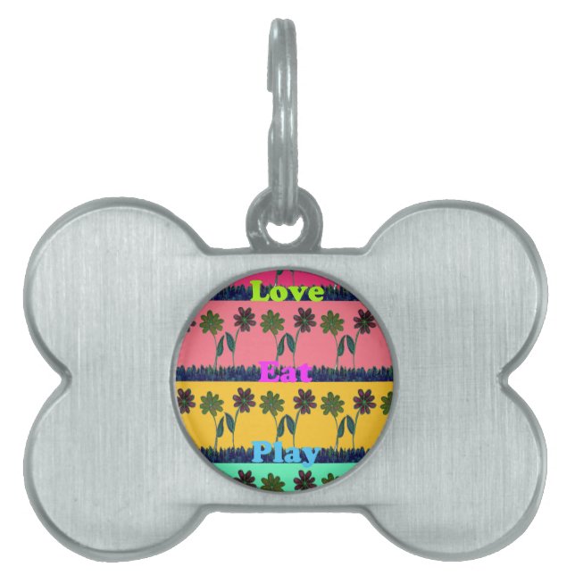 Love Eat Play Art Print Pet ID Tag (Front)