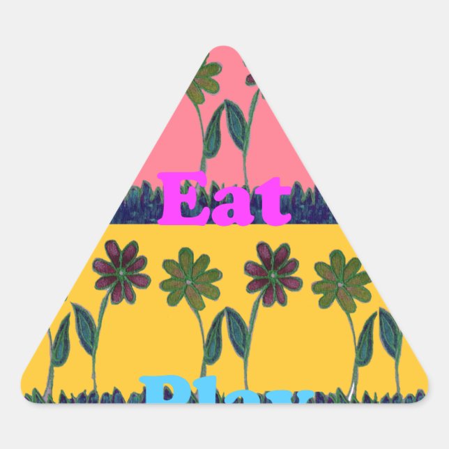 Love Eat Play Art Print Triangle Sticker (Front)