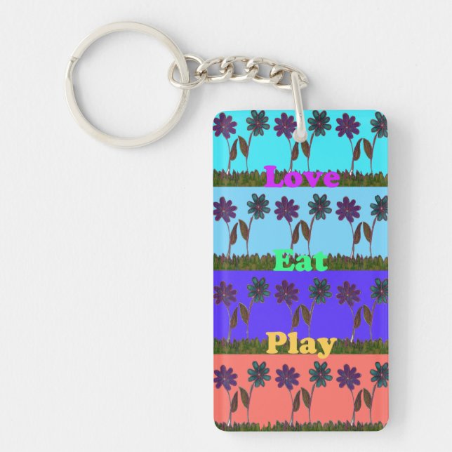 Love Eat Play Hakuna Matata Summer Floral Keychain (Front)