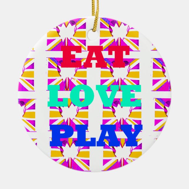 Love  Eat Play Heart Hakuna Matata colours.png Ceramic Ornament (Front)