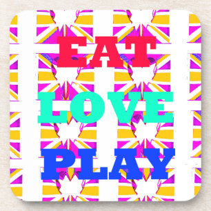 Love Eat Play Heart Hakuna Matata colours.png Coaster