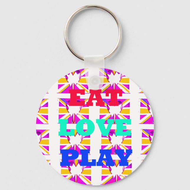 Love  Eat Play Heart Hakuna Matata colours.png Keychain (Front)