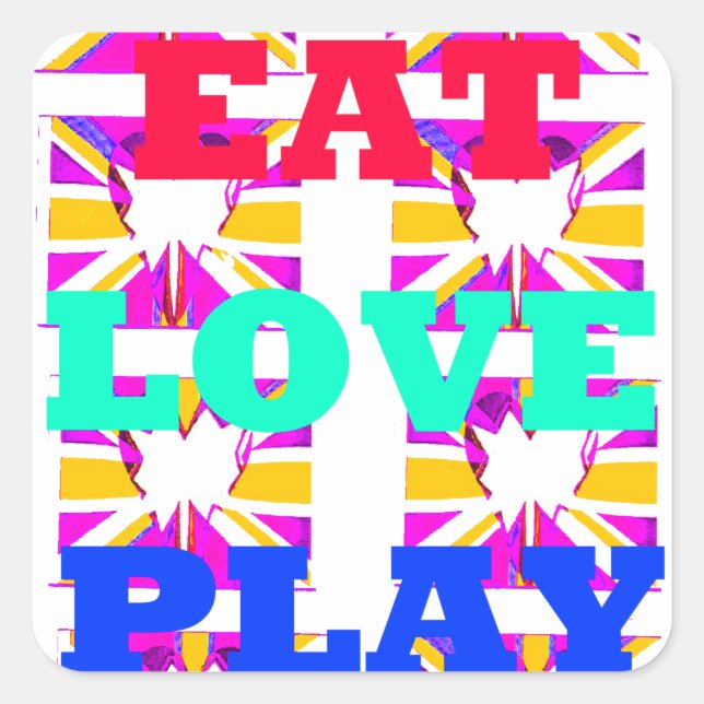 Love  Eat Play Heart Hakuna Matata colours.png Square Sticker (Front)