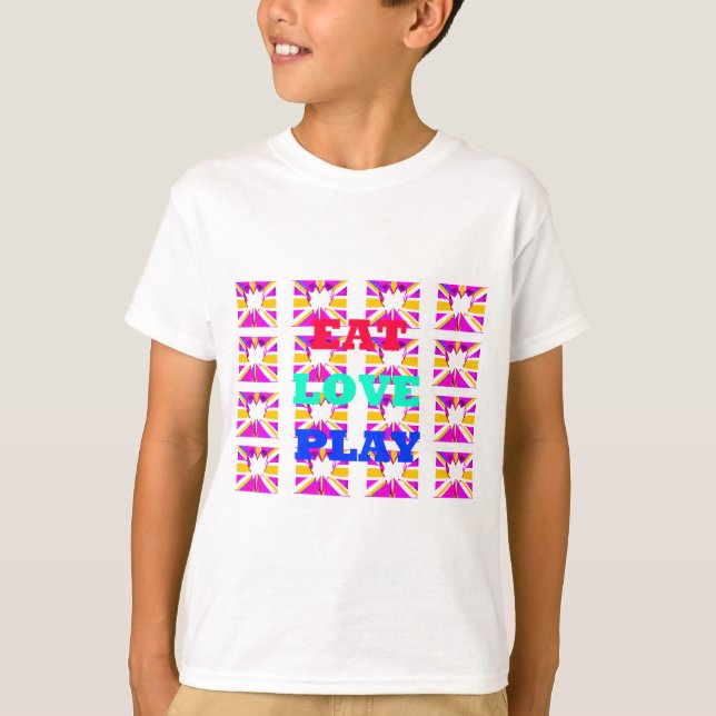 Love  Eat Play Heart Hakuna Matata colours.png T-Shirt (Front)