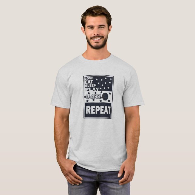 Love eat sleep play basketball repeat T-Shirt (Front Full)