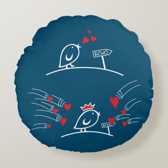 LOVE ECHO - Comic Birds Tweetlercools 2 Round Pillow (Front)