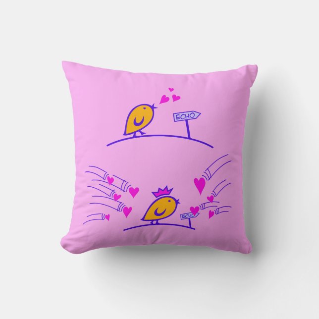 LOVE ECHO - Comic Birds Tweetlercools 3 Throw Pillow (Front)