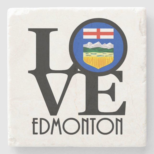 LOVE Edmonton Alberta Stone Coaster (Front)