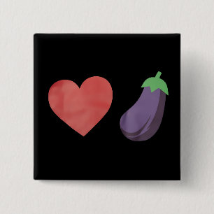 Love Eggplant Funny Gay LGBTQ Pride 2 Inch Square Button