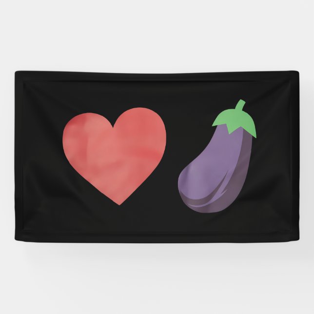 Love Eggplant Funny Gay LGBTQ Pride Banner (Horizontal)