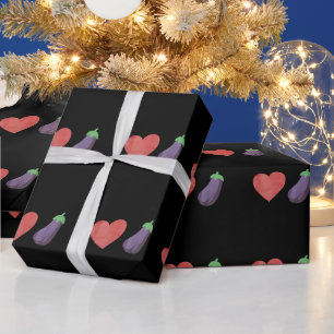Love Eggplant Funny Gay LGBTQ Pride Wrapping Paper