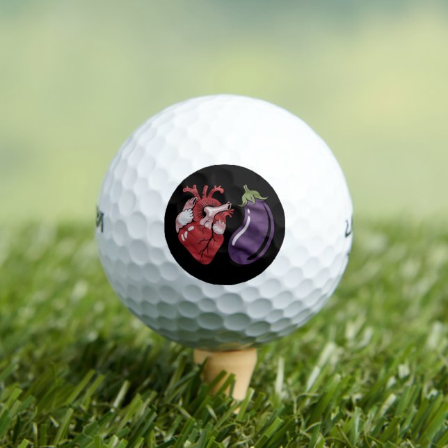 Love Eggplant Funny Gay Pride Humour LGBTQ Joke Golf Balls (Insitu Tee)