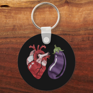 Love Eggplant Funny Gay Pride Humour LGBTQ Joke Keychain