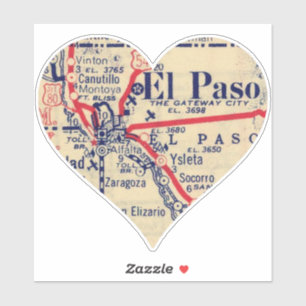Love El Paso TX Vintage Map