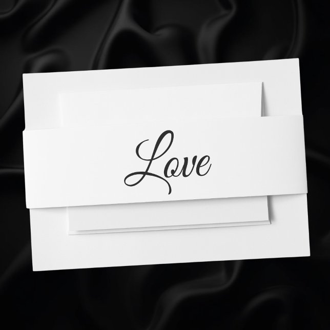 Love Elegant Black White Minimalist Wedding Invitation Belly Band (Creator Uploaded)