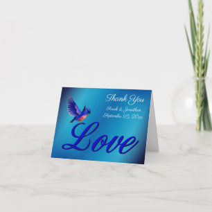 Love Elegant Bluebird Personalized Wedding  Thank You Card