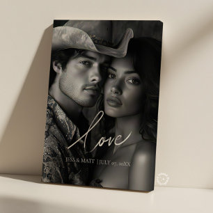 Love elegant calligraphy wedding photo canvas print