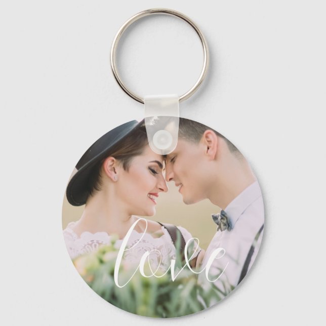 Love Elegant Script Keychain Gift (Front)