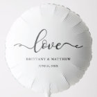 Love Elegant Script Wedding Black and White Helium