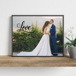 Love Elegant Script Wedding Photo Wall Art