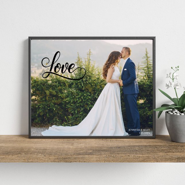 Love Elegant Script Wedding Photo Wall Art (Creator Uploaded)