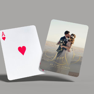 Love elegant wedding photo playing cards