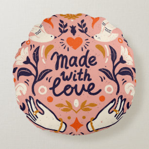 Love elements: vintage pink composition. round pillow