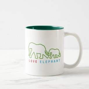Love Elephant Two-Tone Coffee Mug