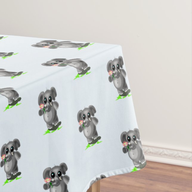 Love Elephant with Flower Tablecloth - Your Colour (In Situ)