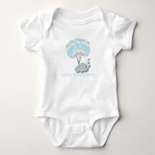 Love Elephants - Blue Baby Bodysuit