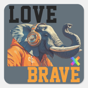 LOVE × ELEPHANTS - Custom Square Sticker