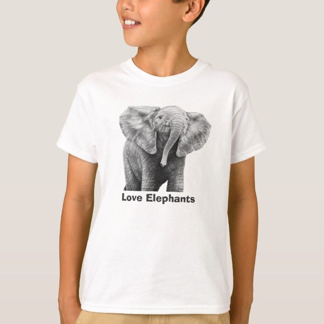 Love Elephants Kids T-Shirt (Front)