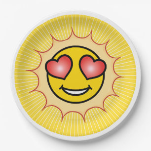 Love Emoji Sun Paper Plate