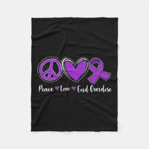 Love End Overdose Purple Ribbon Overdose Awareness Fleece Blanket
